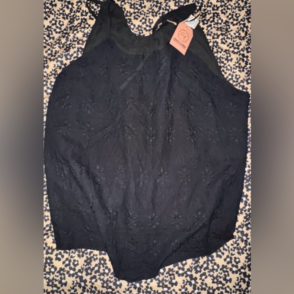 Grace and Emma Black Eyelet Tank size 3X NWT